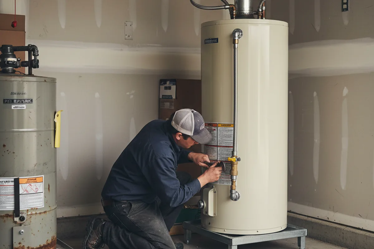 Water heater and shutoff valve replacement in Rowena