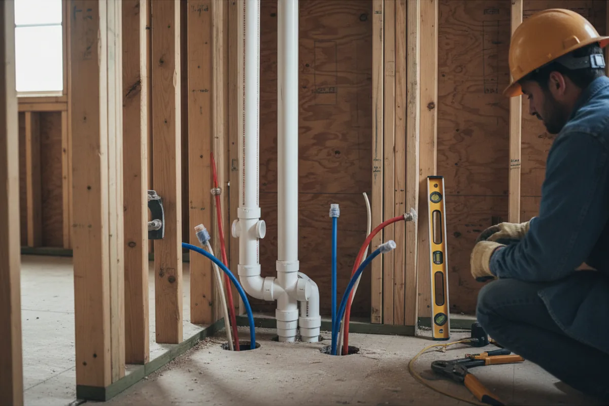 Drain and supply rough-in during Drain Cleaning in Rowena
