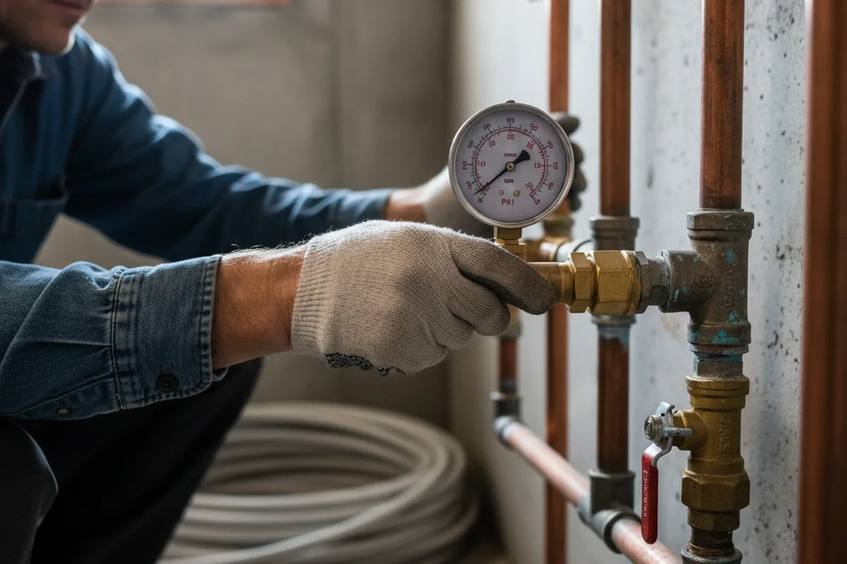 Pressure testing a repaired line during Water Line Repair in Rowena